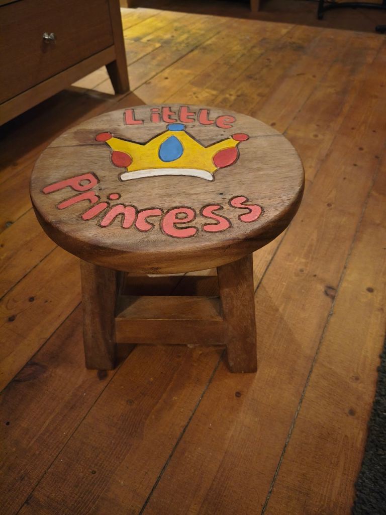 Kids Wooden Stool with Little Princess Design