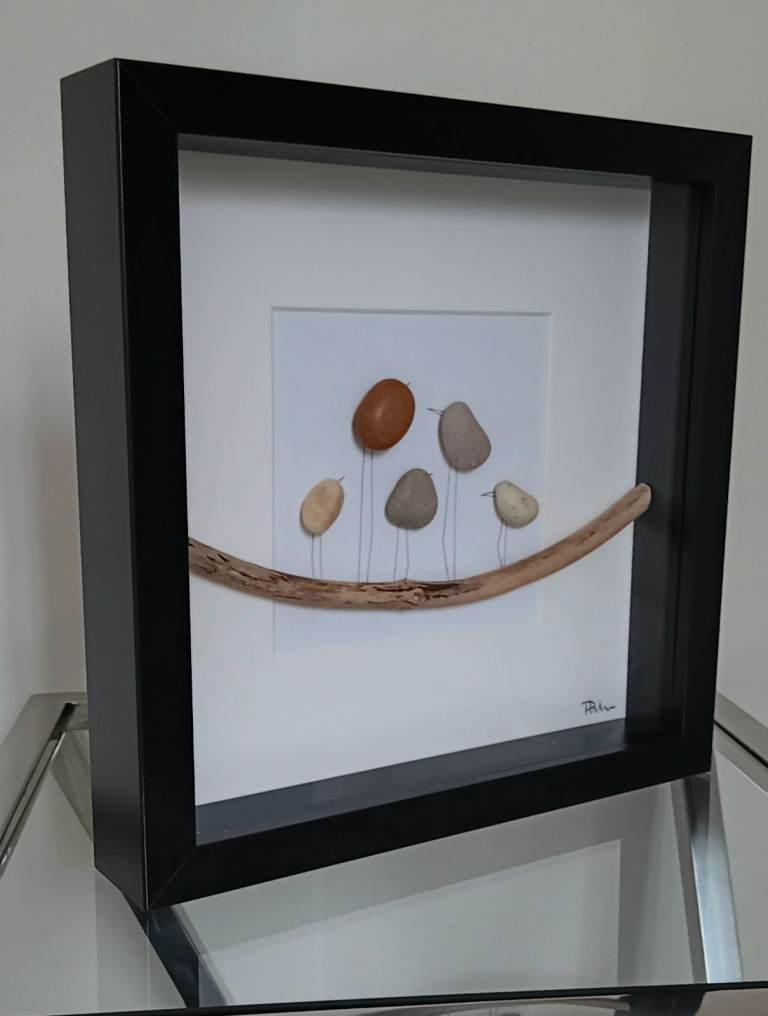 Birds on a Branch original Pebble Artwork