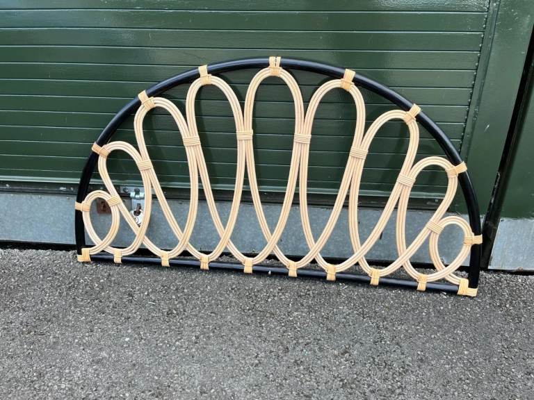 Made com Headboard Rattan Bamboo Retro Vintage Mid Century for Double Bed