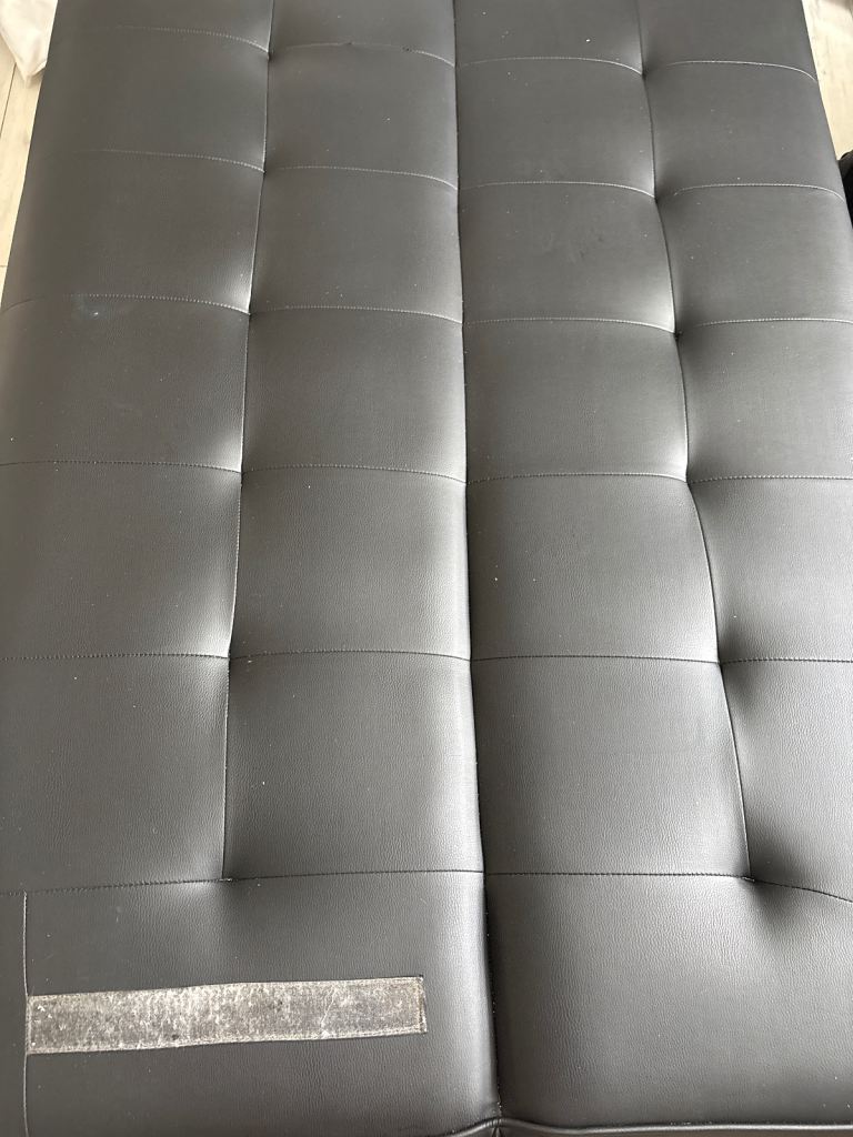 Black faux leather sofa bed 