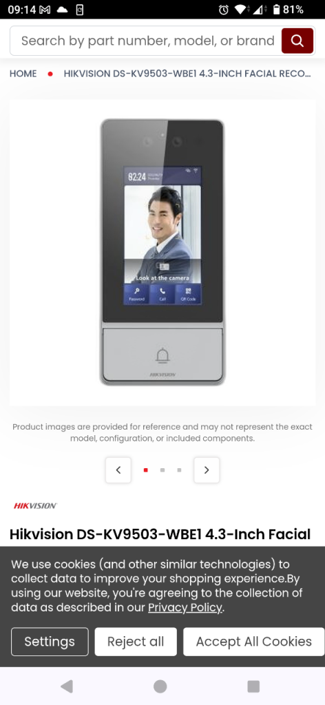 Hikvision DS-KV9503-WBE1 4.3-inch Facial Recognition Intercom Doorbell