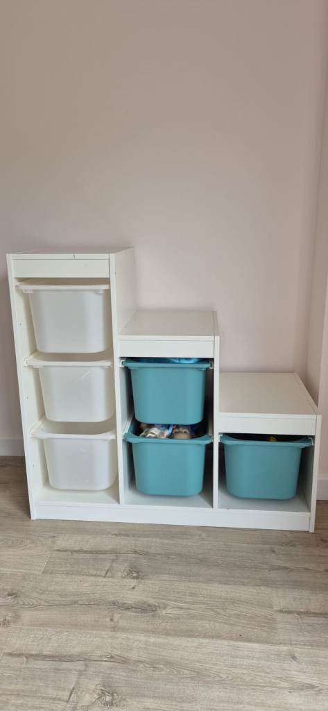 IKEA Trofast Storage Unit with Bins – White, Good Condition