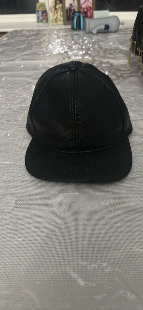 Men's Black Leather-Look Baseball Cap — Adjustable — Brand New
