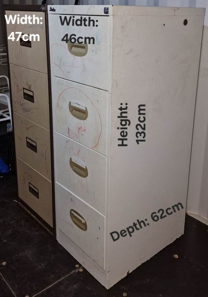 2 x Metal Filing Cabinets with 4 Drawers each – Fair Condition