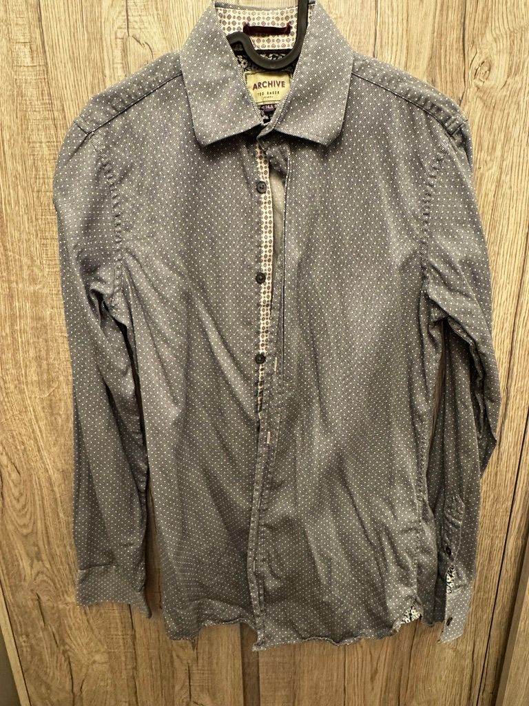 Ted Baker ARCHIVE Men's Grey Polka Dot Shirt – Size 14.5