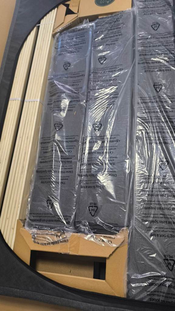 Double Bed Frame, Upholstered Platform Bed with Diamond Tufted Headboard