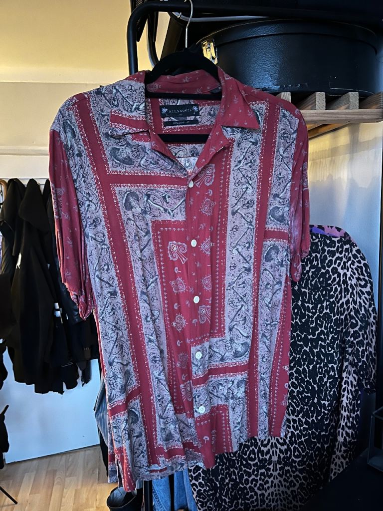 All Saints 'Shroom' Shirt Short Sleeve Mens X-Small Relaxed Fit Casual Shirt