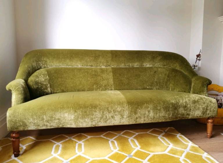 Duresta Zoffany Spanish Olive Green Velvet Sofa RRP £3,600