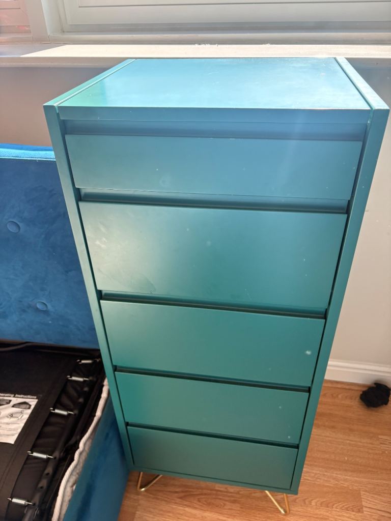 Teal solid wood drawers 
