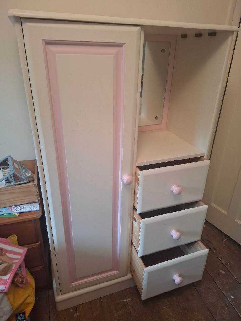 Child's wardrobe & bed matching solid wood