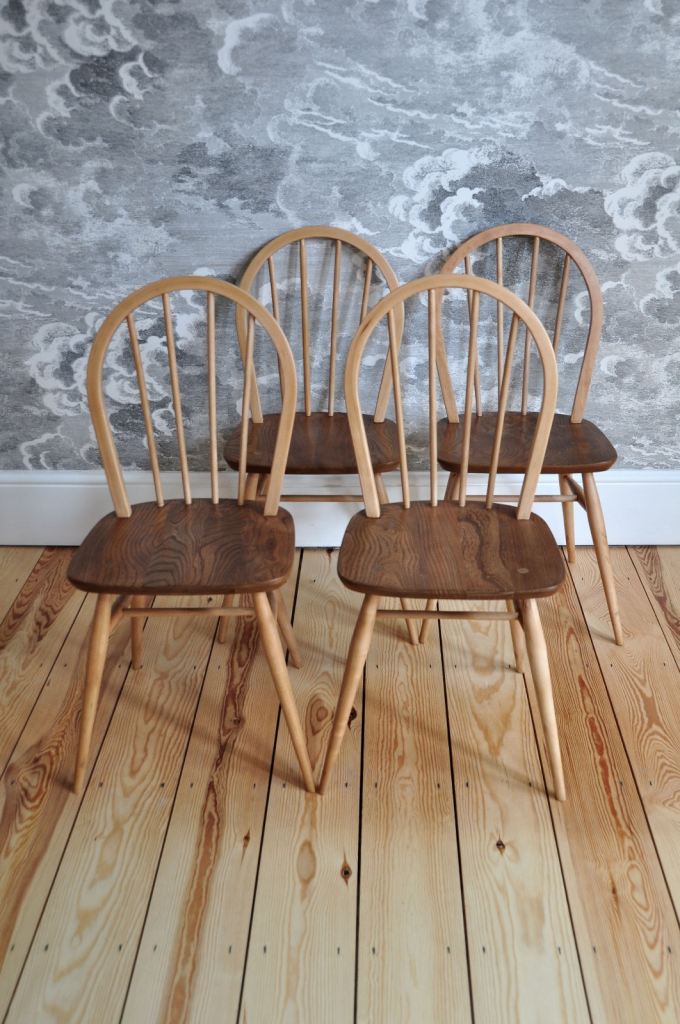 RENOVATED Set of 4 Vintage Retro Designer 60's Ercol Small Windsor Chairs (model 400)