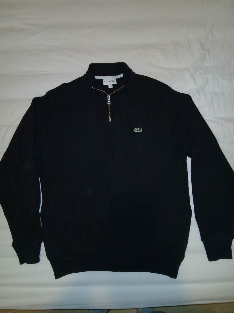 Lacoste Classic Fit Quarter-Zip Jumper – Black, Size M