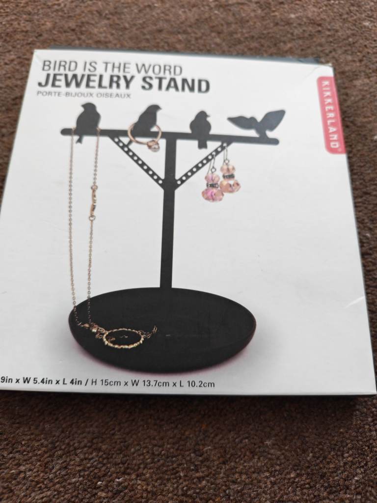 Kikkerland, bird is the word, jewelry stand. 