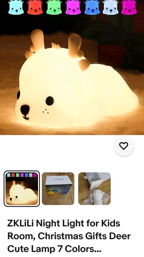 ZKLiLi Night Light for Kids Room, Christmas Gifts Deer Cute Lamp 7 Colors...
