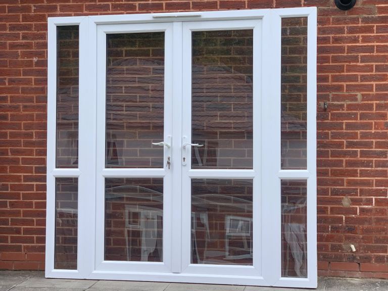 UPVC DOUBLE GLAZED FRENCH PATIO DOOR & SIDE PANELS 220CM W 214cm H  Can Deliver