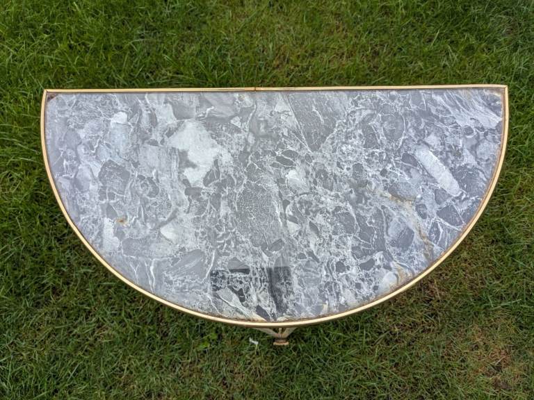 Vintage cast iron hall table with marble top 