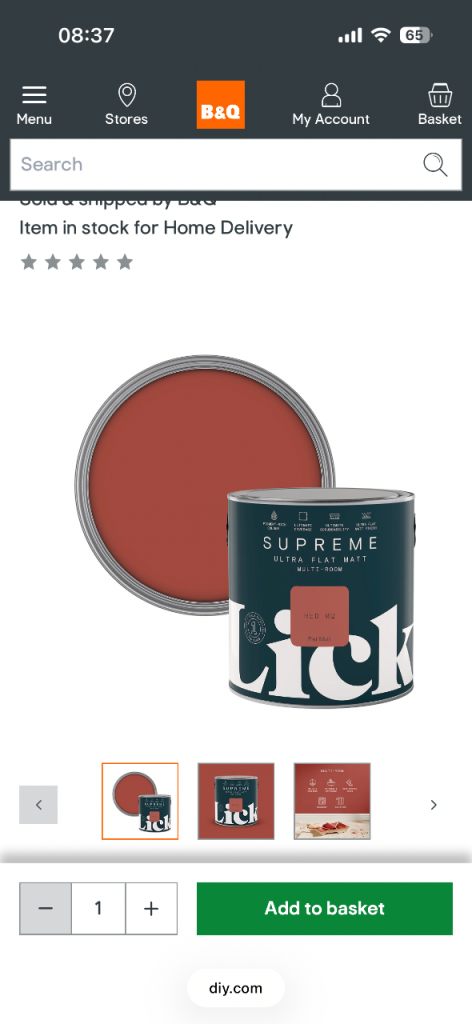 Lick Supreme Flat Matt Interior Paint – Reddish Brown, NEW