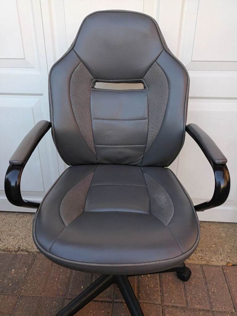 Grey Faux Leather Office/Gaming Chair with Armrests