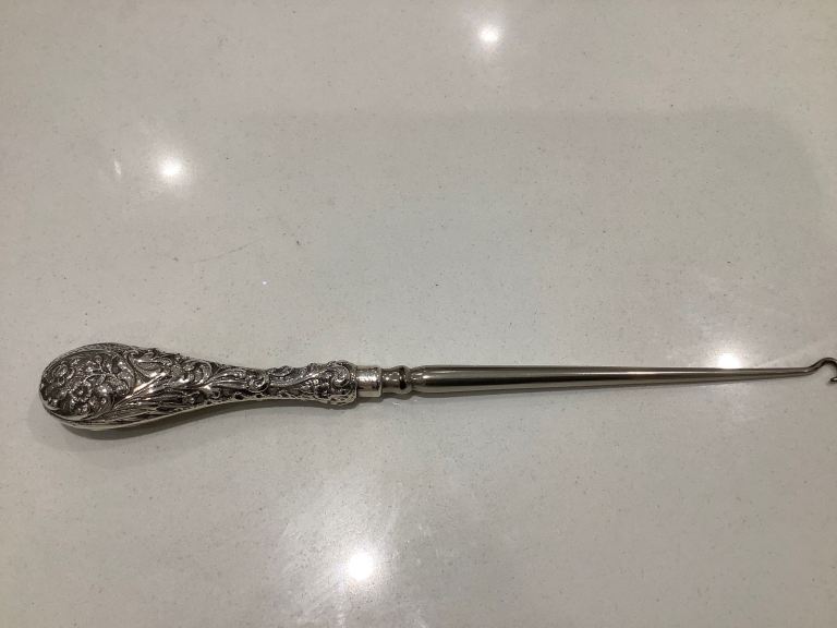 Antique silver button hook