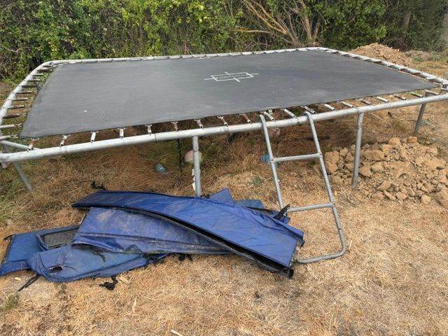 Large Square Trampoline with Ladder – Fair Condition