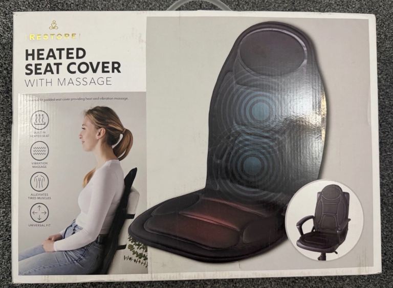 Restore Heated Seat Cover With Massage Black Universal Fit