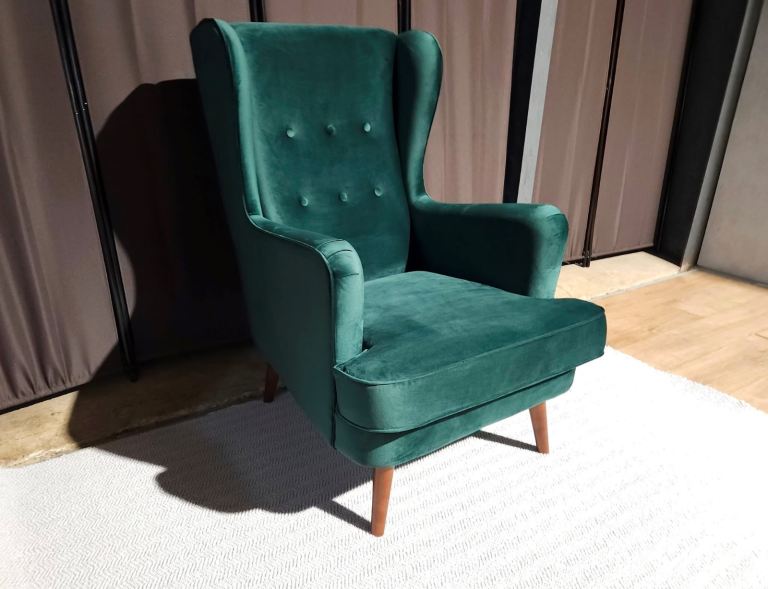 Unused Valvet Wingback Chair