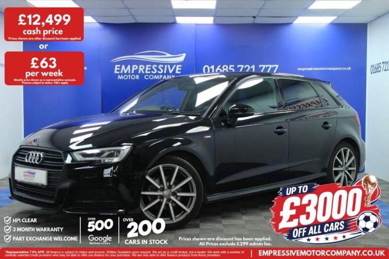 2018 11 AUDI A3 1.0 TFSI 30 BLACK EDITION SPORTBACK 5DR PETROL MANUAL EURO 6 (S/