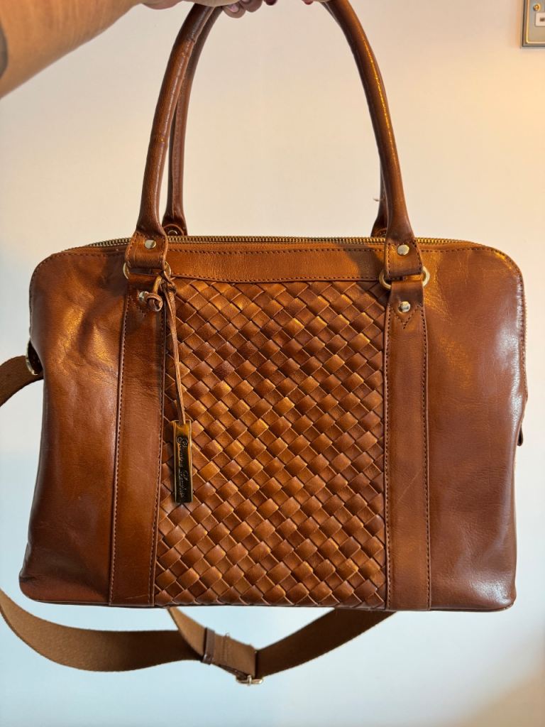 Ashwood Brown Leather Shoulder Bag / Briefcase - Good Condition