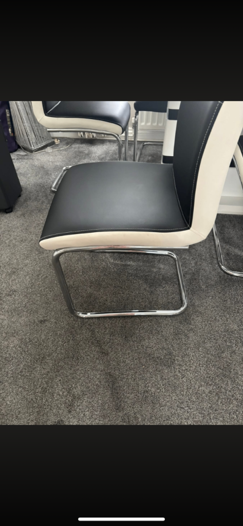 Modern Black and White Dining Table with 6 Chairs