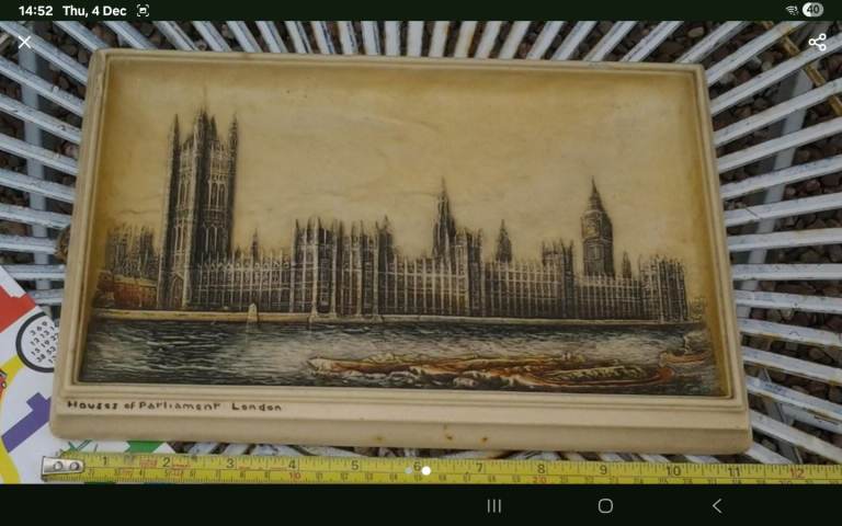 Old ivorex houses of Parliament plaque cool