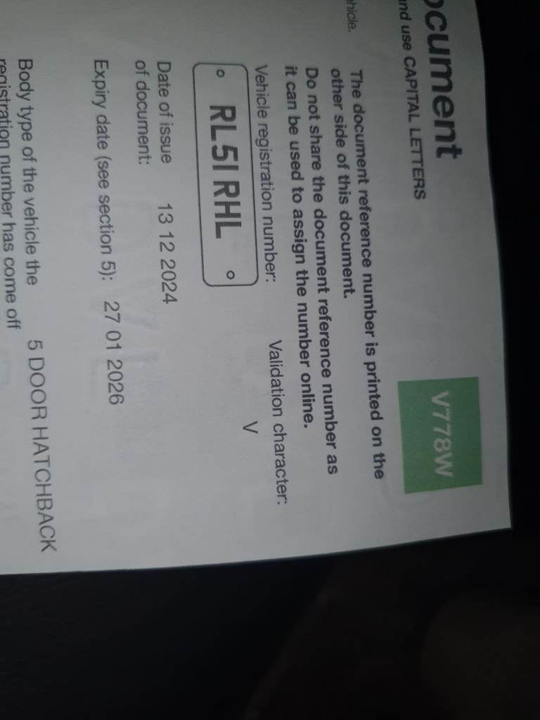 Cherishes number plate RL51RHL 