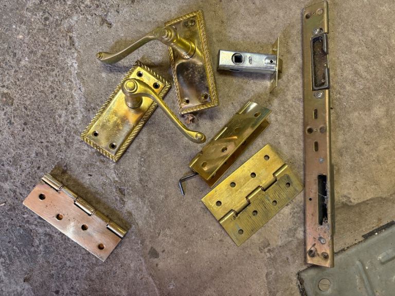 Brass internal door handles/ hinges