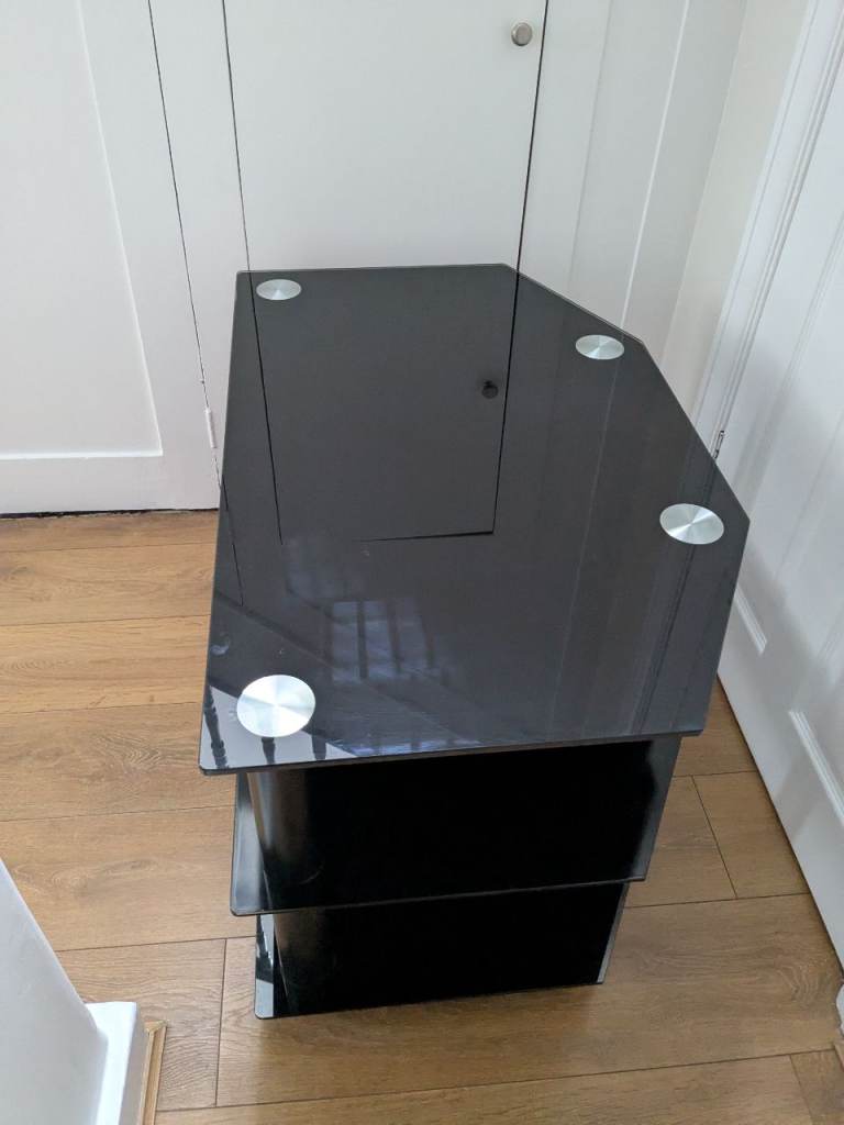 TV stand, glass, shelves