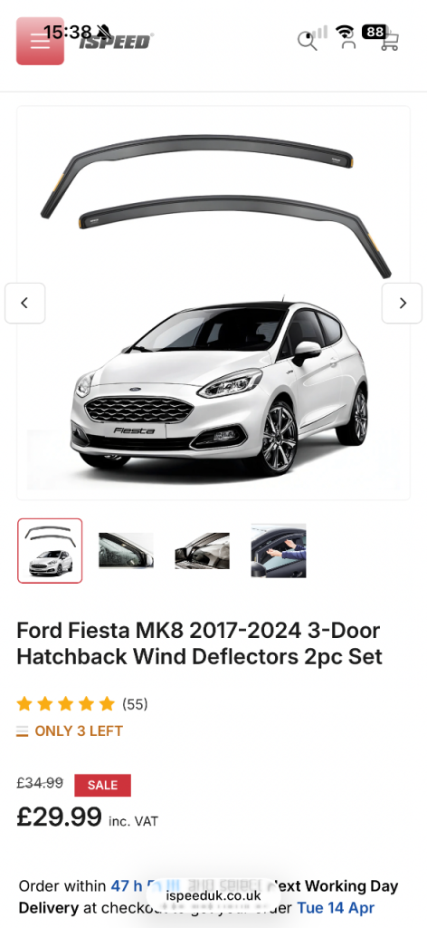 Fiesta 3 door 2018 wind deflectors