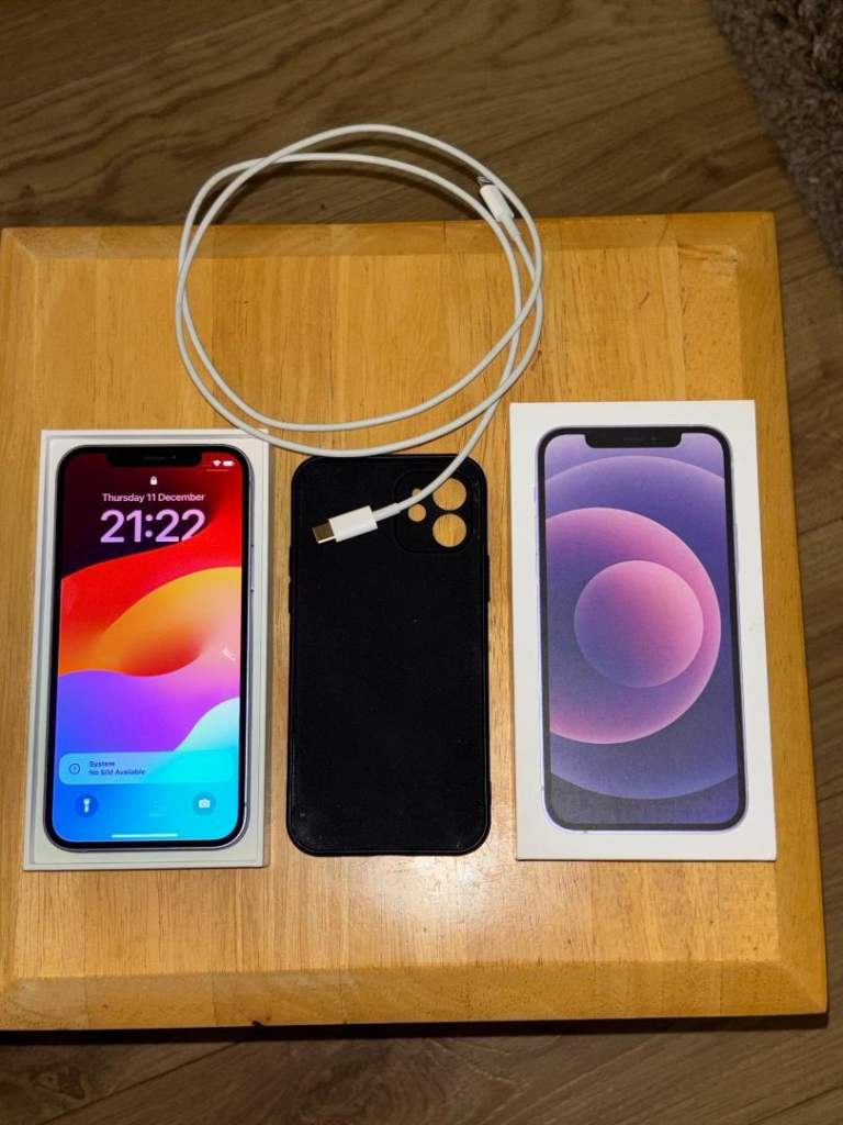 image for iPhone 12 64GB in Lilac. Original Box. Excellent Condition. 83% Battery Health. Accept £135 ono