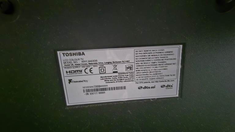 Toshiba 40LV3A63DB LED Colour TV