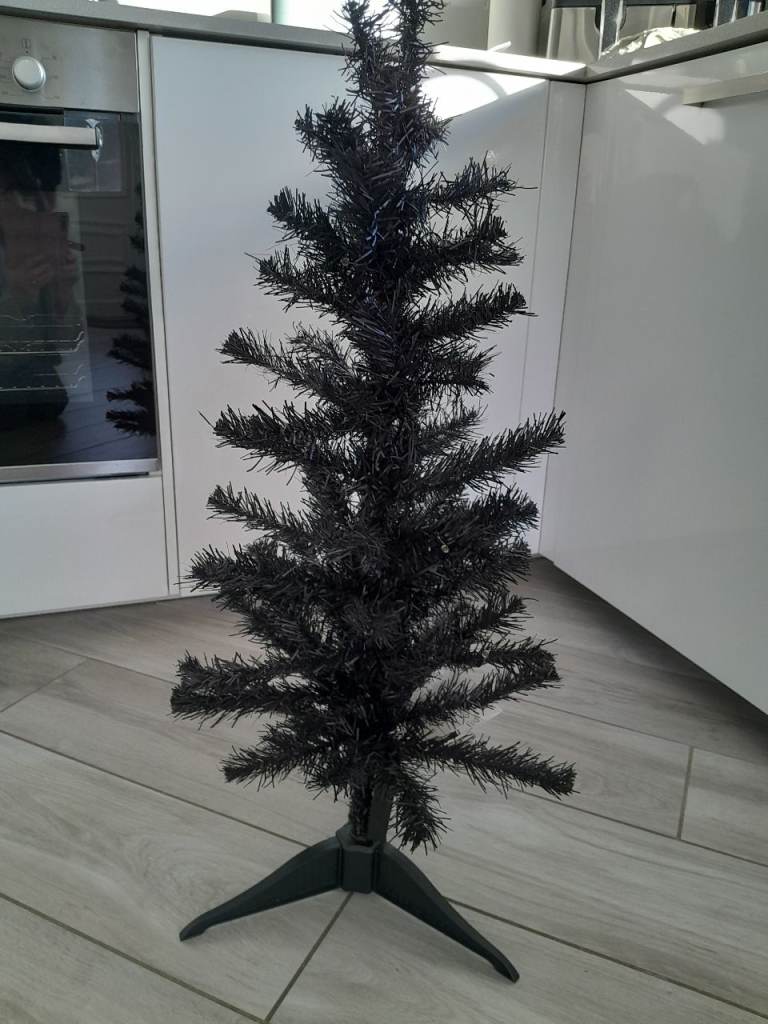 image for 3 ft black pre lit christmas tree
