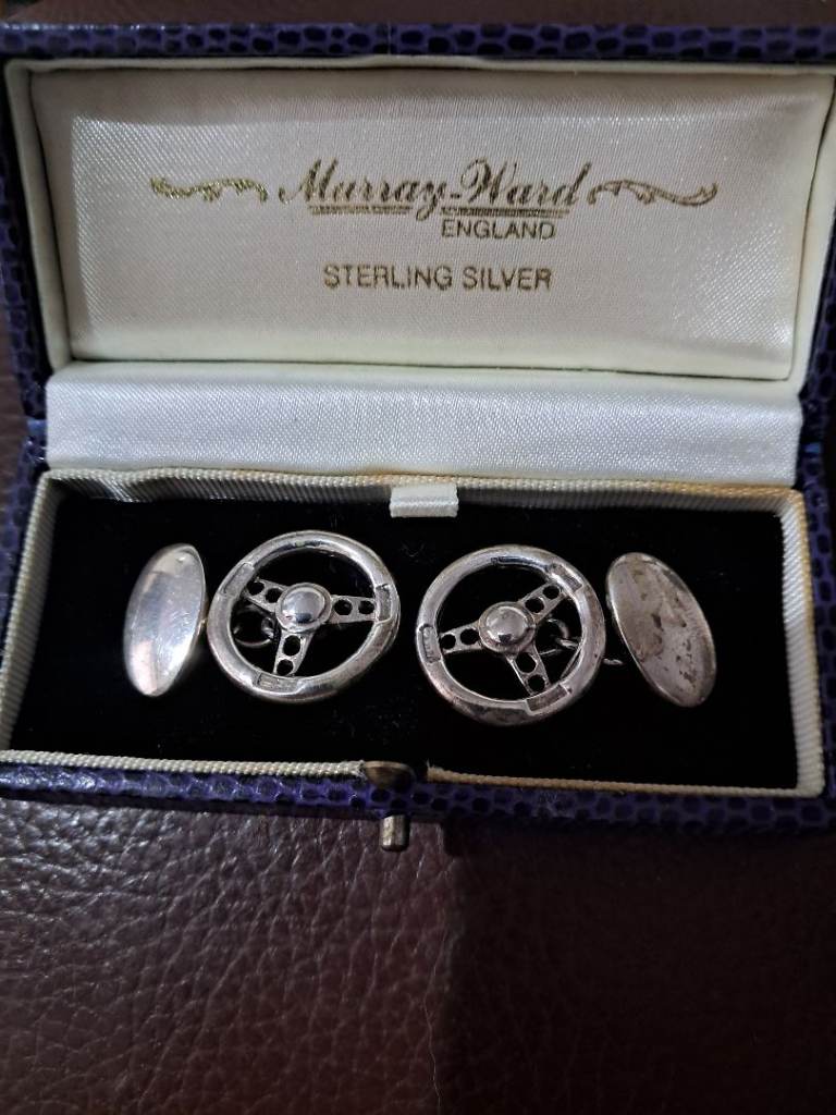 Sterling silver 925 car steering wheel cufflinks boxed beautiful condition