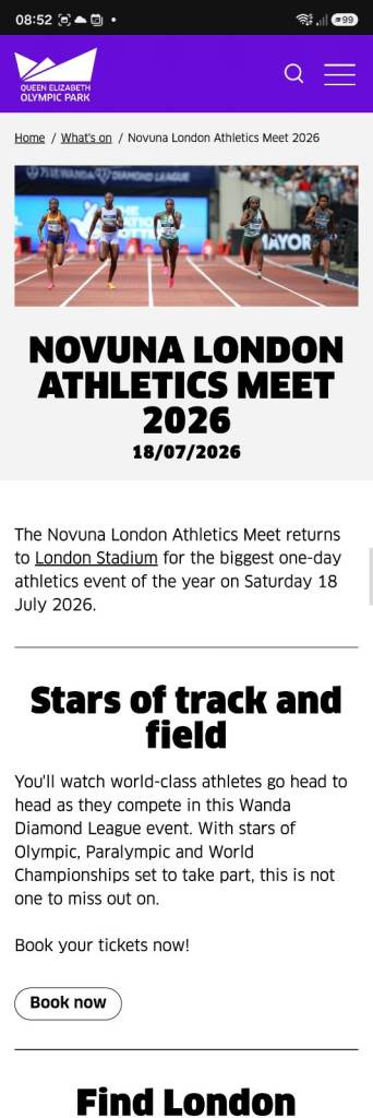 Athletics tickets x 4 international.  18th July London stadium