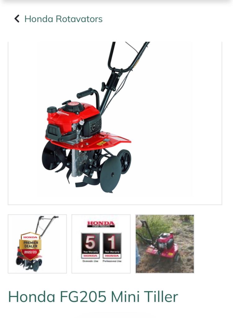 Honda FG205 Mini Tiller – Rotavator, Good Condition