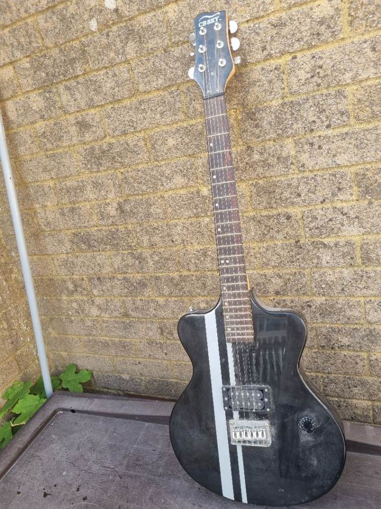 Electric Guitar - Black with White Stripes