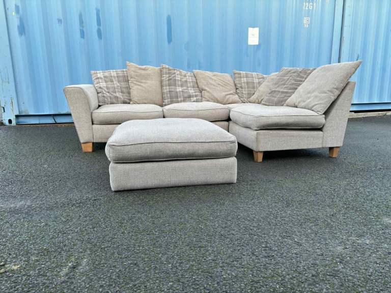 Beige L Shape corner sofa with matching footstool DELIVERY AVAILABLE