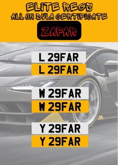 CHERISHED PRIVATE REGISTRATION / NUMBER zafar PLATE 