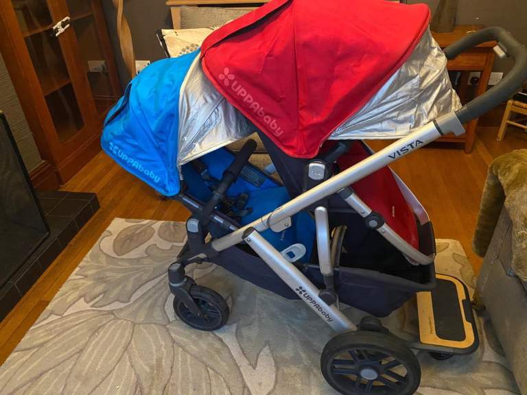 UPPAbaby Vista Pushchair Stroller, Carry Cot Travel System Pram Red