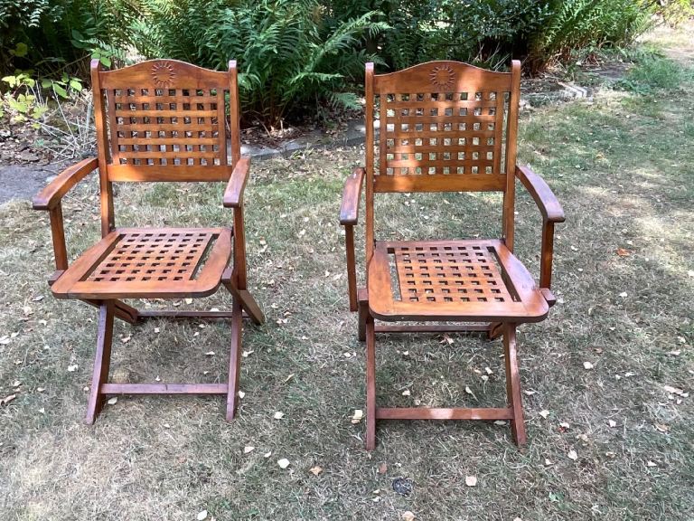 Pair of Sun Time Foldable Garden Chairs