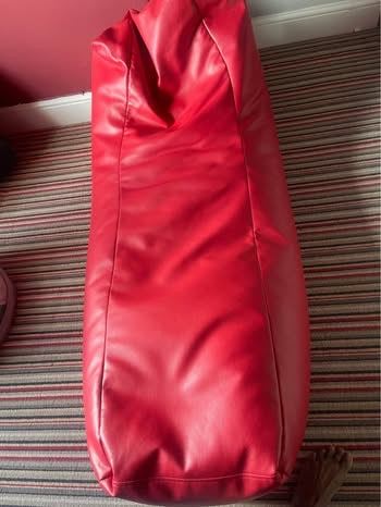 Large red faux leather bean bag 
