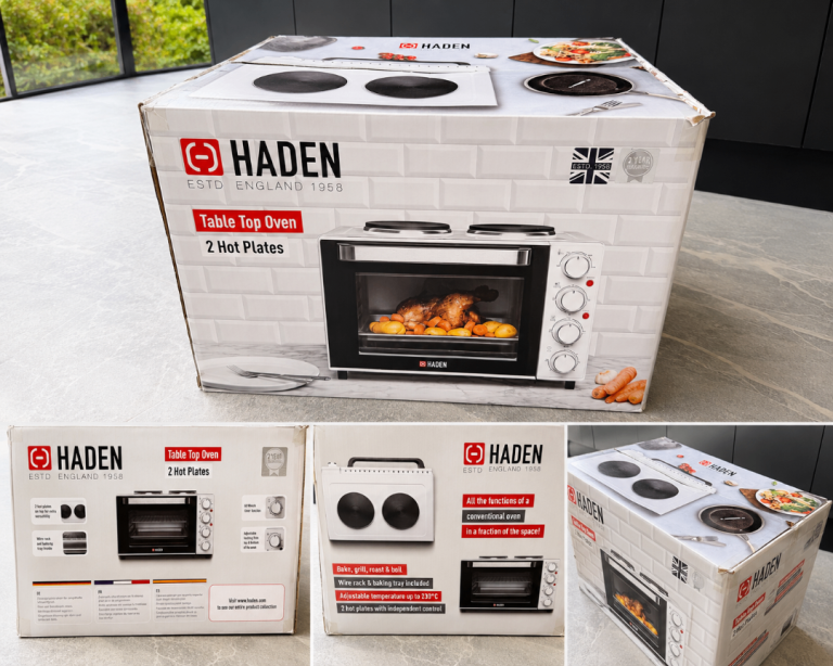 Haden Table Top Oven with 2 Hot Plates - White