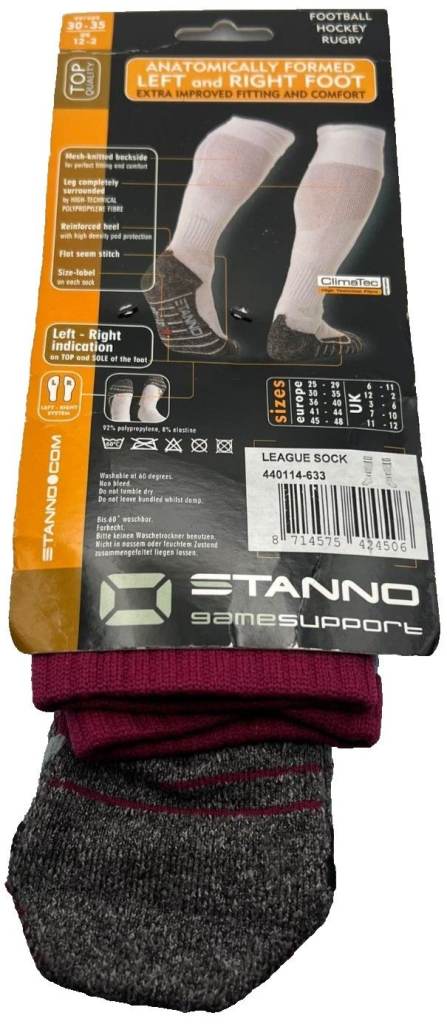 New Bulk Of Stanno Game Support Purple UK Size 12-2 Socks For Rugby - Football