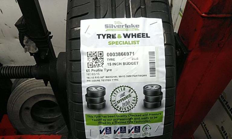 185 65 R15 88t Marshal Mh15 5mm Partworn Pressure Tested Tyre
