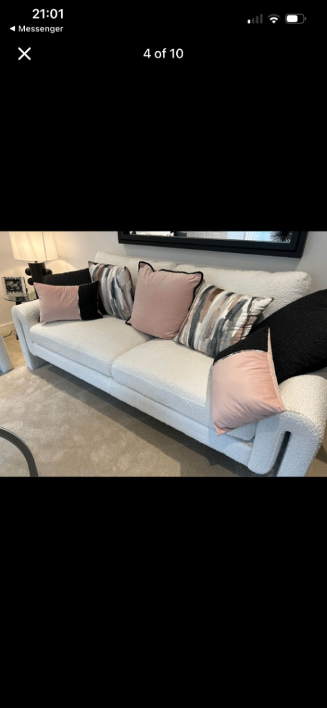 White boucle Fabric Sofa – As Good As New